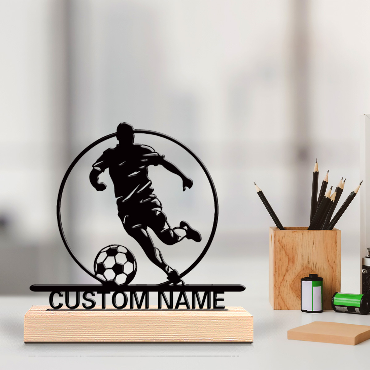 Home Office Setup - Patung Logam Pemain Sepak Bola Custom