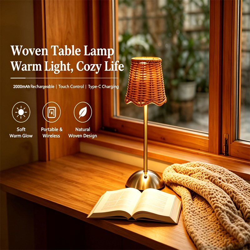 Lampu Meja Seni Anyaman Rotan  - Home Office Lamp ulasan dan harga