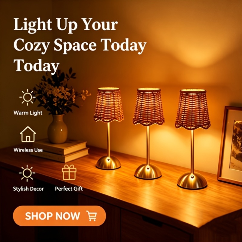 Lampu Meja Seni Anyaman Rotan  - Home Office Lamp ulasan dan harga