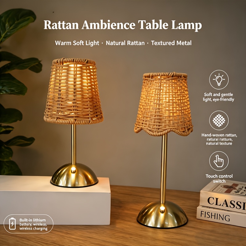 Lampu Meja Seni Anyaman Rotan  - Home Office Lamp ulasan dan harga