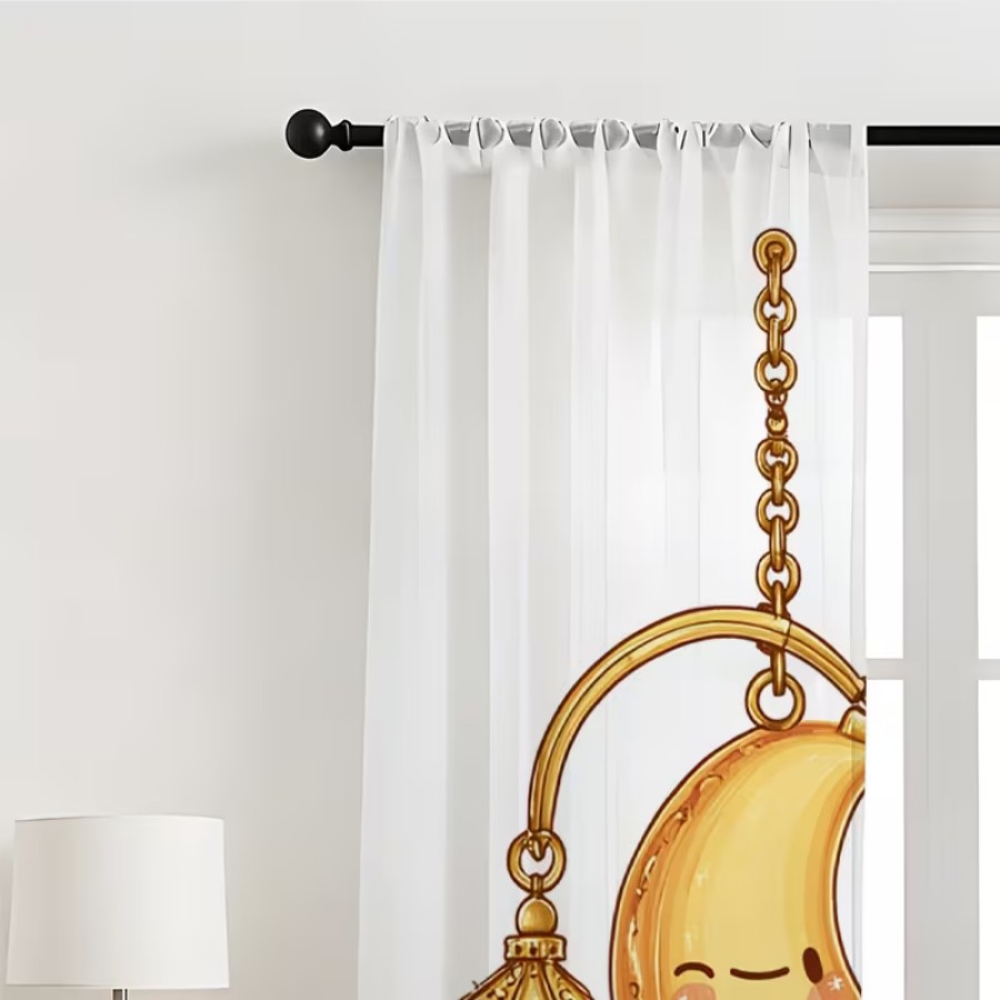 2 Buah Tirai Tipis Cetak Digit - Home Office Lamp ulasan dan harga