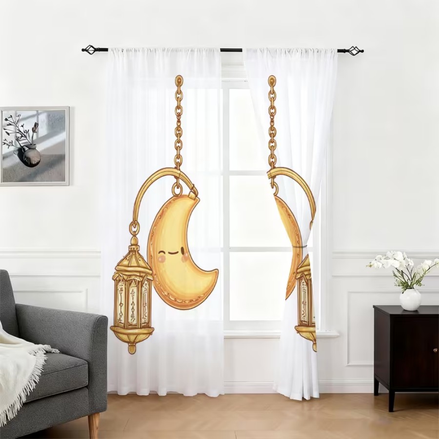 2 Buah Tirai Tipis Cetak Digit - Home Office Lamp ulasan dan harga