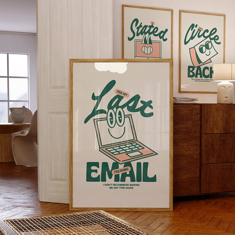 Poster Seni Kantor Hijau Lucu  - Home Office Email ulasan dan harga