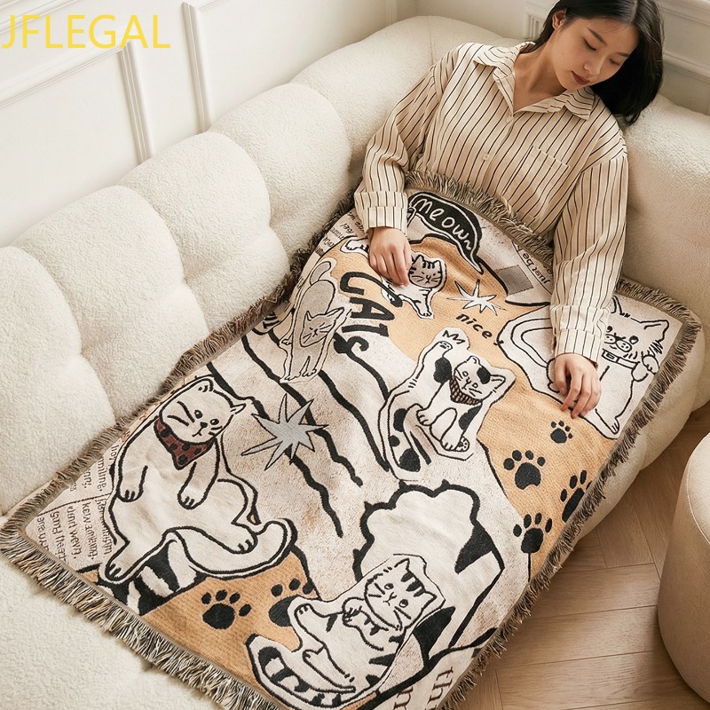Selimut Rajut Berpola Kucing L - Home Office 365 ulasan dan harga