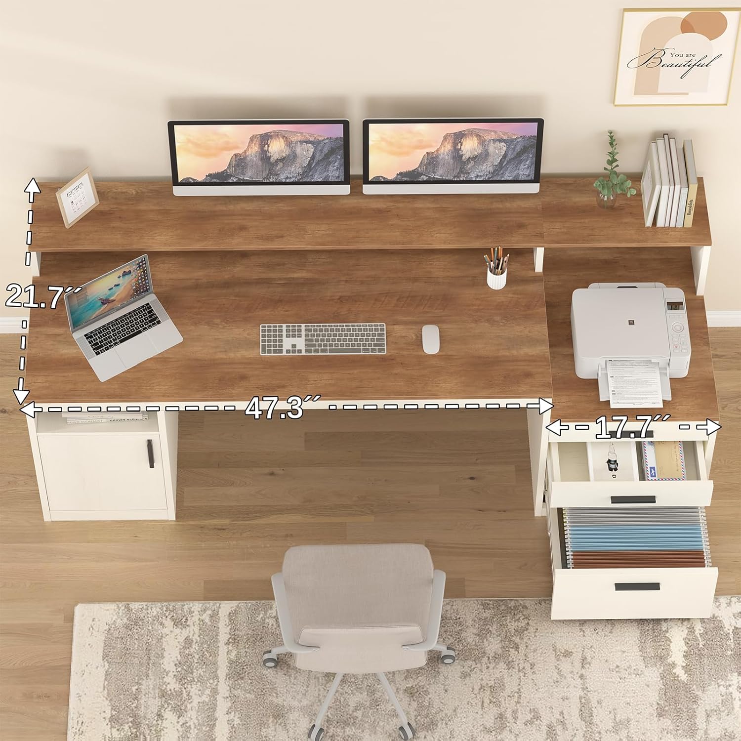 Meja Komputer 65 Inci dengan 3 - Home Office 365 ulasan dan harga