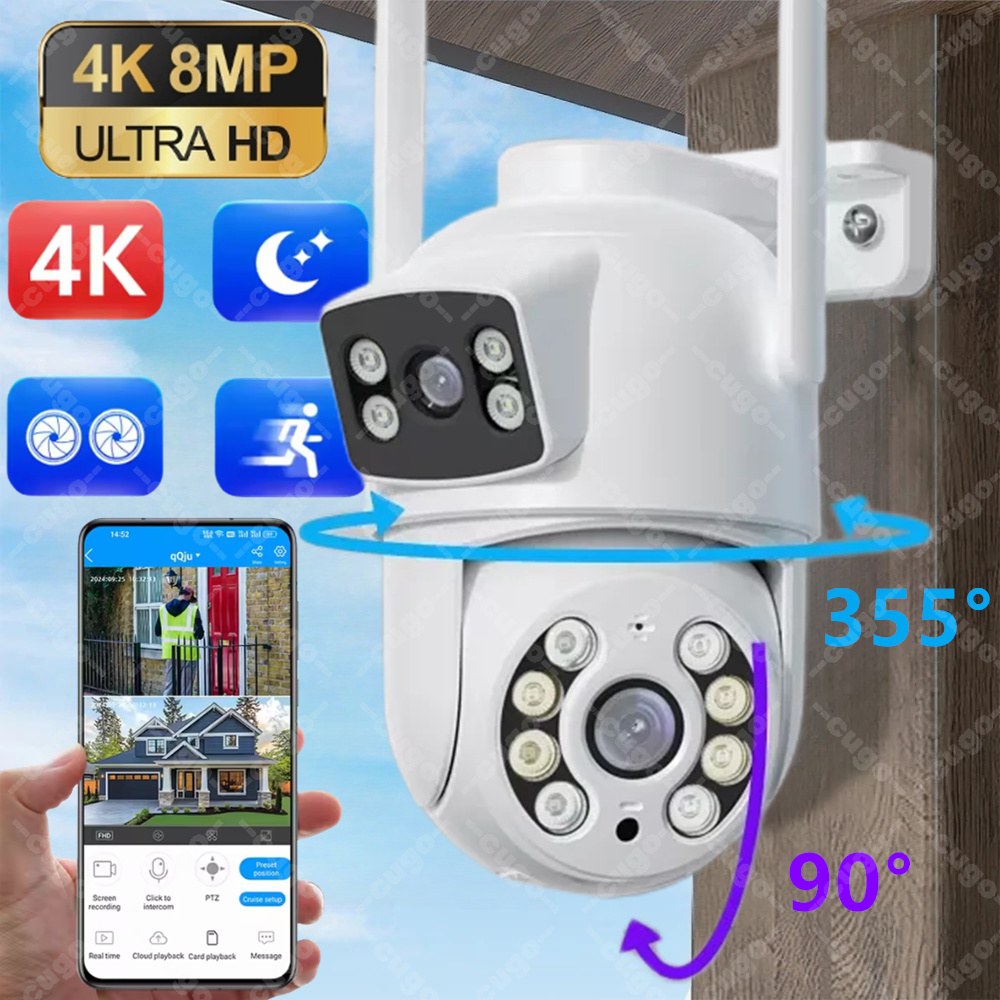 Kamera Wifi 4K 8MP PTZ Luar Ru - Home Office Email ulasan dan harga